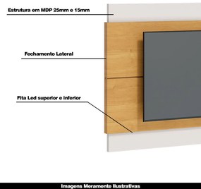 Painel Decorativo Sala de Estar 180cm Julien Nature/Off White G29 - Gran Belo