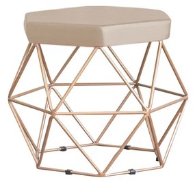 Puff Decorativo Base Gold Elsa Suede Bege G41 - Gran Belo