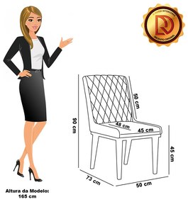 Cadeira Sala de Jantar Base Madeira Preto Kit 4 Sofia Suede Azul Marinho D03 - D'Rossi - Preto