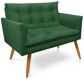 Sofá Namoradeira Tais Suede Pés Palito Castanho - D'Rossi - Verde