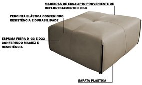 Puff Decorativo Sala de Estar Frances Confort Couro Avelã G72 - Gran Belo