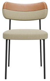 Cadeiras de Jantar Base Ferro Nile kit 6 PU Caramelo/Linho A08 - D'Rossi - Bege