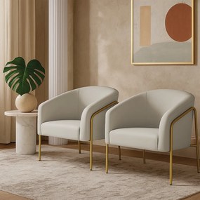 Poltrona Sala Industrial Alta Dourado Kit 2 Stella Veludo D03 - D'Rossi - Cinza