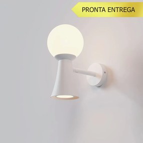 Arandela Cone 10X18,5X18,7 Aluminio E Globo Ø10Cm 01Xmr16 + 01Xg9 - Qi... (BRANCO)