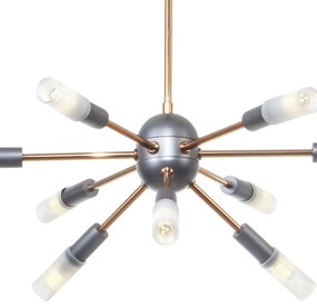 Pendente Flash 56X56X46Cm Sputnik Com Tubo Ponteira Acrílico Metal Alu... (HONEY)