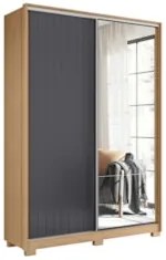 Guarda Roupa Solteiro com Espelho Rizatto Flex A02 Off/Titanium - Mpoz