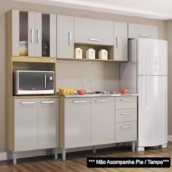 Armário de Cozinha Compacta e Balcão para Pia sem Tampo 244cm Livy Z46