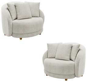 Kit 2 Poltronas Decorativas Base Fixa Galáxia com Almofadas Boucle Branco G45 - Gran Belo