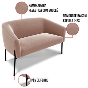 Namoradeira e 2 Poltronas Pé Ferro Preto Stella Bouclê D03 - D'Rossi - Rose
