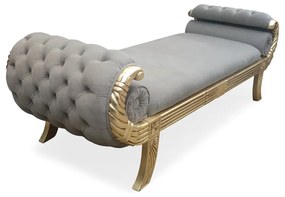 Recamier Baixo de Luxo Detalhe Capitonê Madeira Maciça Design de Luxo Peça Artesanal