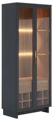 Cristaleira Adega 2 Portas 1 Gaveta Tijuca C05 Preto Fosco/Noce Milano