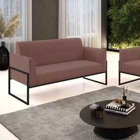 Sofá Namoradeira Base Industrial Alta Preto Marisa Veludo D03 - D'Rossi - Rose