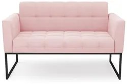 Sofá Namoradeira Base Industrial Preto Ana Suede Rosa Bebê - Ibiza