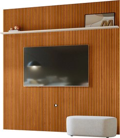 Painel TV 75 Pol 238cm Ripado para Sala Kalven M20 - D'Rossi - Cinamomo e Off White