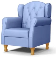 Poltrona de Amamentação com Pés de Madeira Lucy Z39 Sintético Azul - M