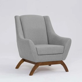 Poltrona Decorativa Mildred D07 Pés Madeira Linho Mescla Elefante - D'Rossi