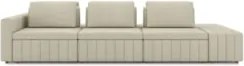 Sofá Ilha e Puff Sala Living 335cm Siesta M22 Linho Areia    - Mpozena