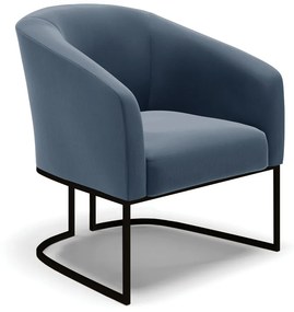 Poltrona Decorativa Base Industrial Preto Stella Suede Azul Marinho D03 - D'Rossi