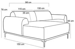 Sofá 265cm 4 Lugares com Chaise Esquerdo Pés Gold Molino C-117 Linho V