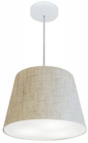 Lustre Pendente Cone Md-4246 Cúpula em Tecido 30/40x30cm Rustico Bege - Bivolt