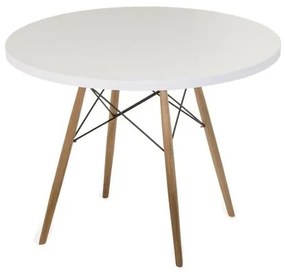 Mesa Eames Infantil Tampo MDF Branco com Base Madeira 60cm - 47042 Sun House