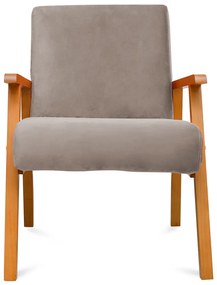 Kit 2 Poltronas Decorativas Alexa Braça de Madeira Suede Bege - Sheep Estofados