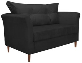 Namoradeira Ibis Decorativa 2 Lugares 1,35 m Recepção Quarto Sala Suede Preto