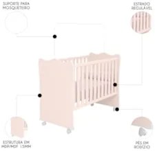 Berço Simples Para Colchão 130x60 Com Rodízios Doce Sonho Carvalho/Bra