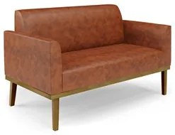 Sofá Namoradeira e 2 Poltronas Base Madeira Castanho Maressa Sintético