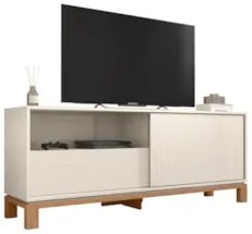 Rack Bancada Para TV 55 Pol 150cm Lucca Off White/Freijó C01 - Mpozena
