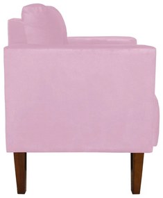 Poltrona Livia Suede Pés Chanfrado Castanho D01 - D'Rossi - Rosa Bebê