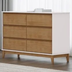 Cômoda Para Quarto 125cm 6 Gavetas Solvi Off White/Freijó F07 - Mpozen