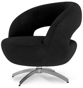 Poltrona Decorativa Base Giratória Topázio Veludo Preto - Sheep Estofados - Preto
