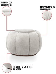 Puff Redondo Orgânico para Sala Cloud Bouclê E03 - D'Rossi - Cinza claro