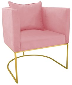 Kit 02 Poltronas Paola Suede Base Metálica Dourado D03 - D'Rossi  - Rose