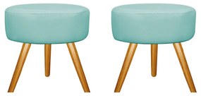 Kit 02 Puffs Sofia Palito Mel Suede Azul Tiffany - ADJ Decor