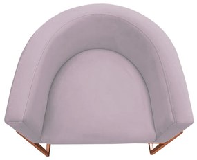 Poltrona Decorativa Base Metal Bronze Luna Veludo Rosê - Sheep Estofados - Veludo Rosê