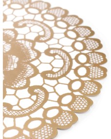 Jogo Americano Redondo de Plástico Flor Dourado 38 cm - D'Rossi