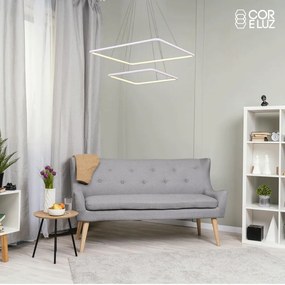 Pendente Hox 66W Led 3000K Ip20 Branco Bivolt 60X60Cm | Opus Dn 34348 (Branco)