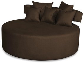 Sofá Chaise Eva Redondo 02 Lugares Suede Marrom