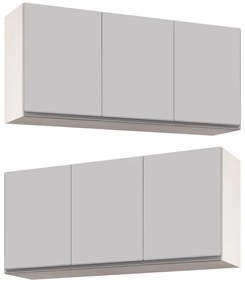 Kit 2 Armários Aéreo de Cozinha Lavanderia 03 Portas Tina 120 cm - D'Rossi - Branco