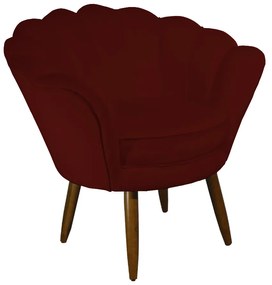 Poltrona Decorativa Pétala Pés Palito Suede Bordô - Sheep Estofados