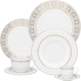 Jogo de Jantar Chá e Cafezinho Lumière 42 Peças - Porcelana  Porcelana