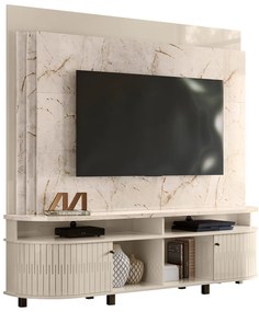 Estante de TV 65 Pol 183cm Sala de Estar Fayron M20 - D'Rossi - Calacata e Off White