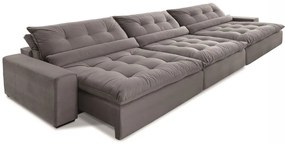 Sofá 7 Lugares Retrátil e Reclinável - Confortable Suede Cinza