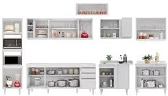 Armário de Cozinha Modulada de Canto 9 Peças CP04 Balcão Branco - Lumi