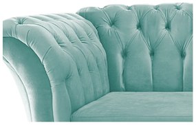 Poltrona Decorativa Chesterfield Sofia Suede Azul Tiffany - ADJ Decor