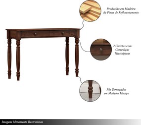 Aparador Decorativo 2 Gavetas Madeira Maciça Garnet Café - G74 - Gran Belo