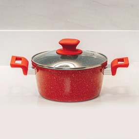 Caçarola Titânio Red 20cm + Tampa de vidro