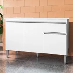 Balcão Gabinete Para Pia Com Tampo 120cm 3 Portas e 1 Gaveta Tatiane B